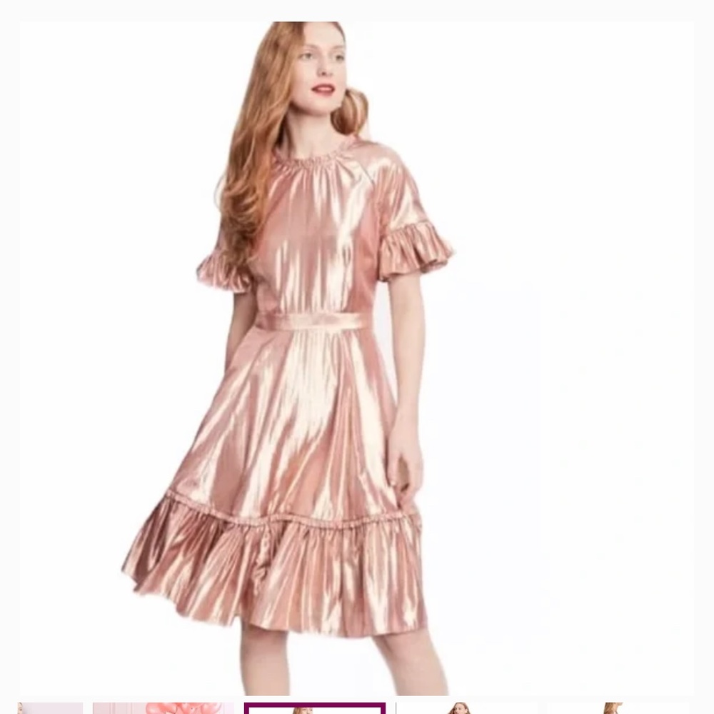 Metallic Swing Dress Rose Gold Dress - Rachel Parcell